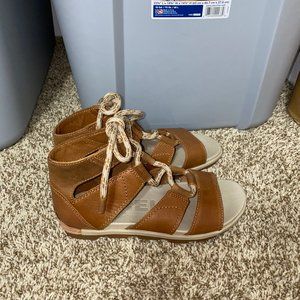 Sorel Brown Lace-Up Gladiator Sandals